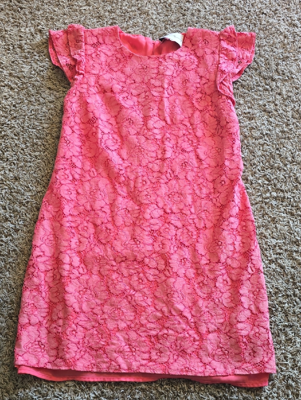 Charler Henry Hot Pink Floral Lace Flutter Sleeve Dress